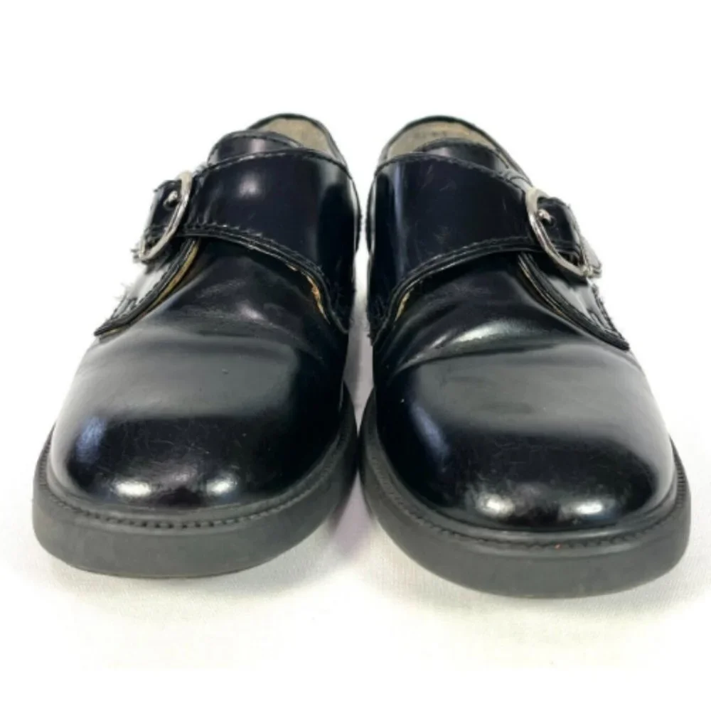Stride Rite Monk‎ Strap Dress Shoes Boys 9 Black Leather School Uniform